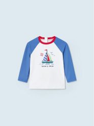 Mayoral Bluzka 1031 Niebieski Regular Fit. Niebieskie t-shirty dla chłopców Mayoral, bez wzorów, z syntetyku, bez ramiączek. Za 79.99 zł.