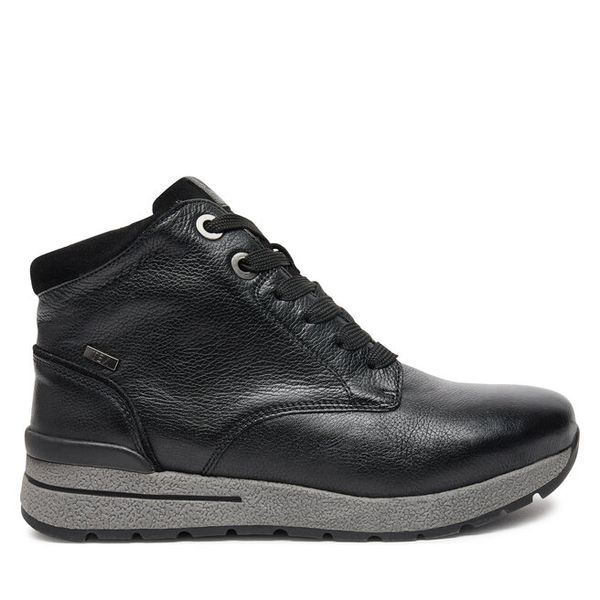 Trzewiki Caprice. Czarne botki damskie Caprice, bez obcasa, na płaskiej podeszwie, bez zapięcia. Za 319.99 zł.