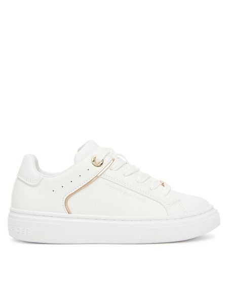 Tommy Hilfiger Sneakersy Low Cut Lace Up Sneaker T3A9-33982-1355 S Biały. Białe buty sportowe dziewczęce Tommy Hilfiger, bez wzorów, ze skóry, bez zapięcia. Za 219.99 zł.