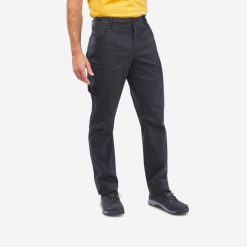 Spodnie turystyczne męskie Quechua NH100. Szare spodnie sportowe męskie QUECHUA, m, bez wzorów, z bawełny, trekkingowe. W wyprzedaży za 49.99 zł.