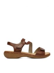 Rieker Sandały CEO-659C7-24 Brązowy. Brązowe sandały damskie Rieker, bez wzorów, ze skóry, bez obcasa, na płaskiej podeszwie, bez zapięcia. Za 339.99 zł.