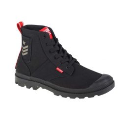 Buty sportowe Sneakersy unisex, Palladium Pampa Hi Army. Czarne obuwie sportowe damskie Palladium, bez wzorów, z materiału, trekkingowe. Za 349.99 zł.