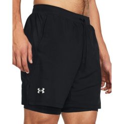 Under Armour UA LAUNCH 7 2-IN-1 SHORTS Spodenki męskie. Czarne krótkie spodenki sportowe męskie Under Armour, l, bez wzorów, z dzianiny, do biegania. W wyprzedaży za 153.99 zł.