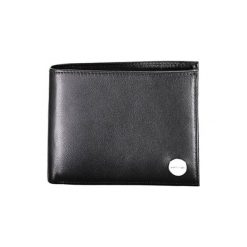 Skórzany portfel w kolorze czarnym. Czarne portfele męskie Calvin Klein, bez wzorów, ze skóry. W wyprzedaży za 229.95 zł.