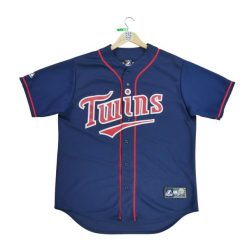 Second life - Męska koszulka MLB Minnesota Twins - Stan bardzo dobry. Niebieskie koszulki sportowe męskie MAJESTIC SPORT, m, bez wzorów, bez kołnierzyka, bez ramiączek. Za 283.37 zł.