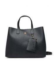 Tommy Hilfiger Torebka Th Icon Satchel Mono AW0AW18923 Czarny. Czarne torebki do ręki damskie Tommy Hilfiger, bez wzorów, ze skóry, bez dodatków. Za 749.99 zł.