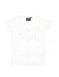 Dziewczęcy T-shirt z dużym logo Foil i krótkim rękawem. Białe t-shirty i topy dla dziewczynek LEONE 1947 APPAREL, bez wzorów, z bawełny, bez ramiączek. Za 105.25 zł.
