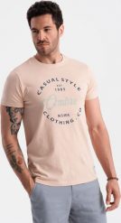 Ombre T-shirt męski z nadrukiem Ombre Casual Style jasnoróżowy V3 OM-TSPT-0144 XL. Czerwone t-shirty męskie Ombre, m, bez wzorów, casualowe, bez kołnierzyka. Za 49.99 zł.