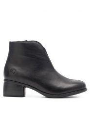 Remonte Botki R8870-00 Czarny. Czarne botki damskie Remonte, ze skóry, bez obcasa, na słupku, bez zapięcia. Za 419.99 zł.