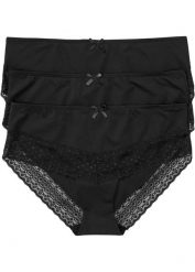 Figi panty z mikrofibry (3 pary). Czarne figi damskie bonprix, bez wzorów, z mikrofibry. Za 54.99 zł.