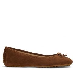 Baleriny LAUREN RALPH LAUREN. Brązowe baleriny damskie Lauren Ralph Lauren, bez wzorów, bez obcasa. Za 359.99 zł.