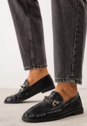 Czarne Mokasyny VICES Loafersy z Marszczeniem i Wkładką ze Skóry Naturalnej Mussai. Czarne mokasyny damskie Renee, z jeansu, eleganckie. Za 119.99 zł.
