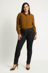 Eleganckie grafitowe spodnie Jeangaliny01 o kroju slim fit PLUS SIZE XXL OVERSIZE JESIEŃ. Szare spodnie materiałowe damskie Moda Size Plus Iwanek, plus size, bez wzorów, z bawełny. Za 199.90 zł.