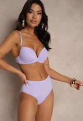 Jasnofioletowe Basicowe Bikini Biustonosz i Majtki Figi Natonea. Fioletowe bikini damskie Renee, na lato, bez wzorów. Za 34.99 zł.