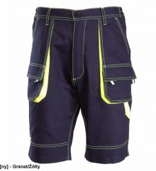 ASKS - BRIXTON SPARK SPODNIE KRÓTKIE 100% BAWEŁNA, BAWEŁNA (100%), 300G/M2, - granat-żółty 64. Żółte krótkie spodenki sportowe męskie Polstar, m, bez wzorów, z bawełny. Za 75.00 zł.