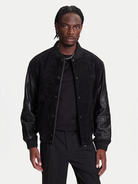 HUGO Kurtka skórzana Laxe 50541881 Czarny Regular Fit. Czarne kurtki męskie Hugo, m, bez wzorów, ze skóry, bez kaptura. Za 1,569.00 zł.