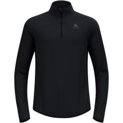 Bluza techniczna męska ODLO Zeroweight Warm Mid Layer 1/2 Zip. Czarne koszulki sportowe męskie Odlo, m, bez wzorów, bez kołnierzyka, bez ramiączek, do biegania. Za 579.99 zł.