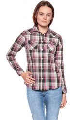 KOSZULA WRANGLER CHECK SHIRT ROSIN GREEN W5240LUWY 112129352. Zielone bluzki damskie Wrangler, s, bez wzorów, bez kołnierzyka, bez ramiączek. W wyprzedaży za 79.99 zł.