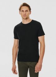 PAKO LORENTE – Czarny gładki T-shirt Basic. Czarne t-shirty męskie Pako Lorente, l, bez wzorów, z bawełny, klasyczne, bez kołnierzyka. Za 99.99 zł.