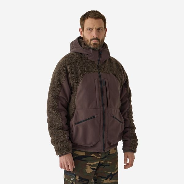 Kurtka Solognac Warm 900. Brązowe kurtki sportowe męskie SOLOGNAC, m, bez wzorów, z materiału, outdoorowe. W wyprzedaży za 499.99 zł.