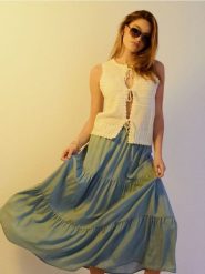 Spódnica midi z efektem stopniowania z lyocellu - niebieski. Niebieskie spódnice damskie Sinsay, l, bez wzorów, z lyocellu, midi. Za 49.99 zł.