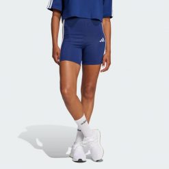 Szorty Essentials 3-Stripes High Waisted Biker. Białe obuwie sportowe damskie Adidas, bez wzorów, z bawełny, na fitness i siłownię. Za 109.00 zł.