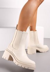 Beżowe Botki w Stylu Wsuwanych Sztybletów Chunky Alitune. Brązowe botki damskie Renee, bez obcasa, na obcasie, bez zapięcia. Za 99.99 zł.