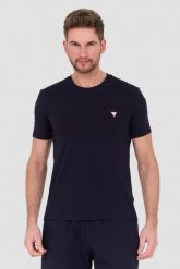 GUESS Granatowy t-shirt Core Tee. Niebieskie t-shirty męskie Guess, l, z aplikacjami, bez kołnierzyka. W wyprzedaży za 84.99 zł.