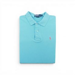 Second life - Koszulka polo męska Polo Ralph Lauren turkusowa - Stan dobry. Niebieskie koszulki polo męskie Ralph Lauren, l, bez wzorów, casualowe, bez ramiączek. Za 106.46 zł.