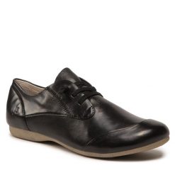 Półbuty Josef Seibel. Czarne półbuty damskie Josef Seibel, bez wzorów, bez obcasa, na płaskiej podeszwie, bez zapięcia. Za 389.99 zł.