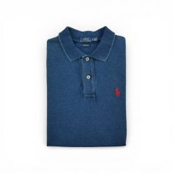 Second life - Koszulka polo męska z krótkim rękawem niebieska - Jak nowy. Niebieskie buty sportowe męskie Ralph Lauren, bez zapięcia, na golfa. Za 126.86 zł.