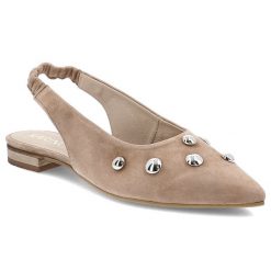 Sandały damskie Karino, skórzane na płaskim obcasie wsuwane z noskiem w szpic z ozdobami, beżowe, 5589-022-P-C. Brązowe sandały damskie Karino, bez wzorów, bez obcasa, na obcasie, bez zapięcia. Za 339.00 zł.