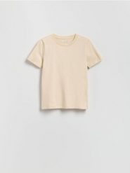 T-shirt regular - złamana biel. T-shirty damskie Reserved, l, bez wzorów, z bawełny, bez kołnierzyka. W wyprzedaży za 17.99 zł.