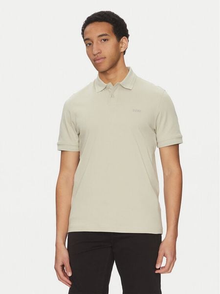 BOSS Polo Pe_Interlock 50520109 Beżowy Regular Fit. Brązowe koszulki polo męskie Boss, m, bez wzorów, z bawełny, bez ramiączek. Za 227.99 zł.
