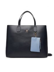 Tommy Hilfiger Torebka Th Icon Satchel AW0AW17683 Granatowy. Niebieskie torebki do ręki damskie Tommy Hilfiger, bez wzorów, ze skóry, bez dodatków. Za 399.99 zł.