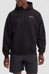 GUESS Czarna męska bluza z kapturem Emis, Rozmiar M. Czarne bluzy sportowe męskie Guess, m, z aplikacjami, z bawełny, z kapturem. W wyprzedaży za 208.99 zł.