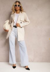 Beżowy Płaszcz o Fasonie Trencza Wiązany w Pasie Moonelle. Brązowe płaszcze damskie Renee, bez wzorów, eleganckie, długie, bez kaptura. Za 159.99 zł.
