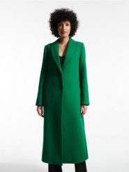 Płaszcz z wełną - zielony. Zielone płaszcze damskie Reserved, bez wzorów, z tkaniny, klasyczne, bez kaptura. W wyprzedaży za 119.99 zł.