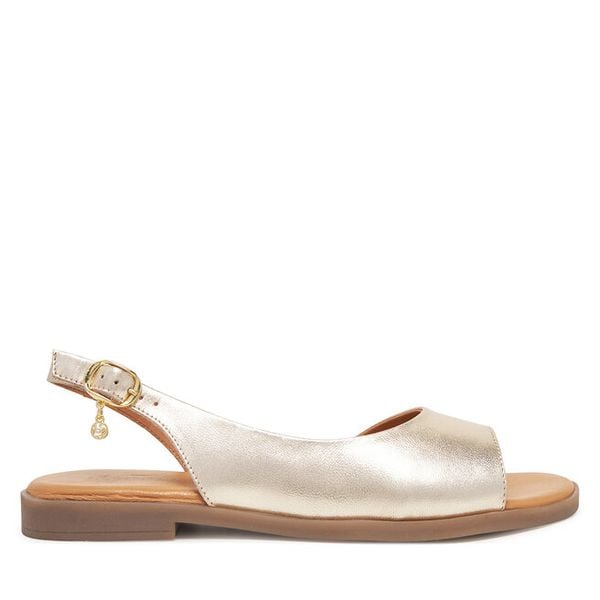 Sandały Lasocki. Żółte sandały damskie Lasocki, bez wzorów, bez obcasa, na płaskiej podeszwie, bez zapięcia. Za 169.99 zł.