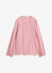 Bluzka oversize z przewiewnego muślinu z czystej bawełny. Czerwone bluzki damskie bonprix, bez wzorów, z bawełny, bez kołnierzyka, bez ramiączek. Za 112.99 zł.