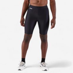 Second Life - Legginsy do biegania krótkie męskie Kiprun Run... - Stan Doskonały. Czarne legginsy sportowe męskie KIPRUN, m, bez wzorów, z materiału, krótkie, do biegania. Za 33.99 zł.