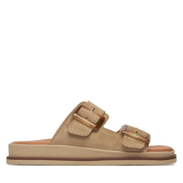 Klapki Tamaris. Brązowe klapki damskie Tamaris, bez wzorów, bez obcasa. Za 229.99 zł.
