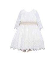 Abel & Lula Sukienka elegancka 5028 Biały Regular Fit. Białe sukienki dla dziewczynek Abel & Lula, bez wzorów, z syntetyku, eleganckie, bez ramiączek. Za 589.99 zł.