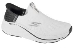Buty do biegania damskie, Slip-Ins Max Cushioning Elite 2.0. Białe obuwie sportowe damskie Skechers, bez wzorów, z materiału, do biegania. Za 429.99 zł.