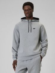 4F Bluza dresowa regular z kapturem męska - szara M. Szare bluzy męskie 4f, m, bez wzorów, z dresówki, z kapturem. Za 199.99 zł.