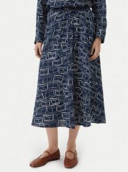 Tommy Hilfiger Spódnica midi WW0WW50753 Granatowy Regular Fit. Niebieskie spódnice damskie Tommy Hilfiger, l, bez wzorów, ze lnu, midi. Za 529.99 zł.