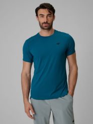 4F Koszulka treningowa regular szybkoschnąca męska - zielona L. Zielone koszulki sportowe męskie 4f, l, bez wzorów, z materiału, klasyczne, bez kołnierzyka. Za 129.99 zł.