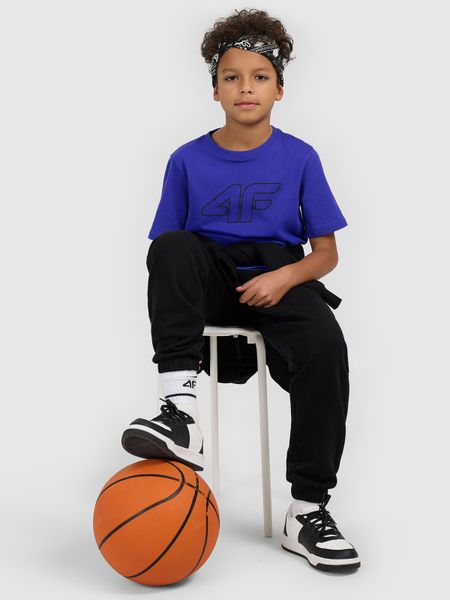 4F T-shirt regular z nadrukiem chłopięcy - niebieski 134 (8-9 lat). Niebieskie t-shirty dla chłopców 4f, bez wzorów, z bawełny, bez ramiączek. Za 39.99 zł.