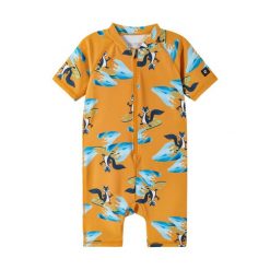 Kombinezon UPF 50+ dziecięcy Reima Atlantti. Brązowe kąpielówki dla chłopców Reima, bez wzorów. Za 139.99 zł.