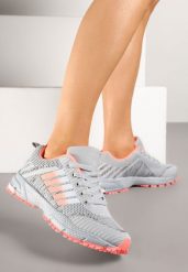 Jasnoszare Buty Sportowe Sznurowe z Paskami na Cholewce Jonevia. Szare obuwie sportowe damskie Renee, bez wzorów. Za 89.99 zł.